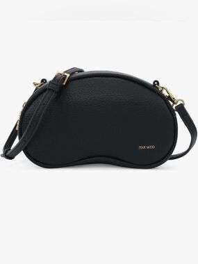 Pixie Mood Black Pebbled Leather Bean Clutch & Crossbody